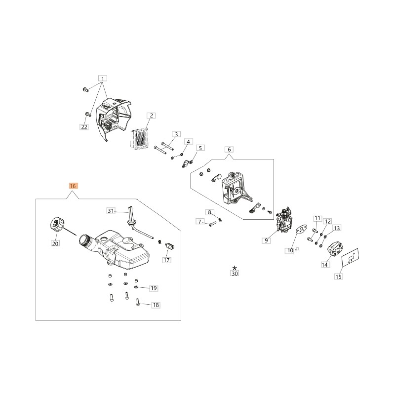 Kit de réservoir pour débroussailleuse ORIGINAL OLEOMAC PPH 250 61460502AR