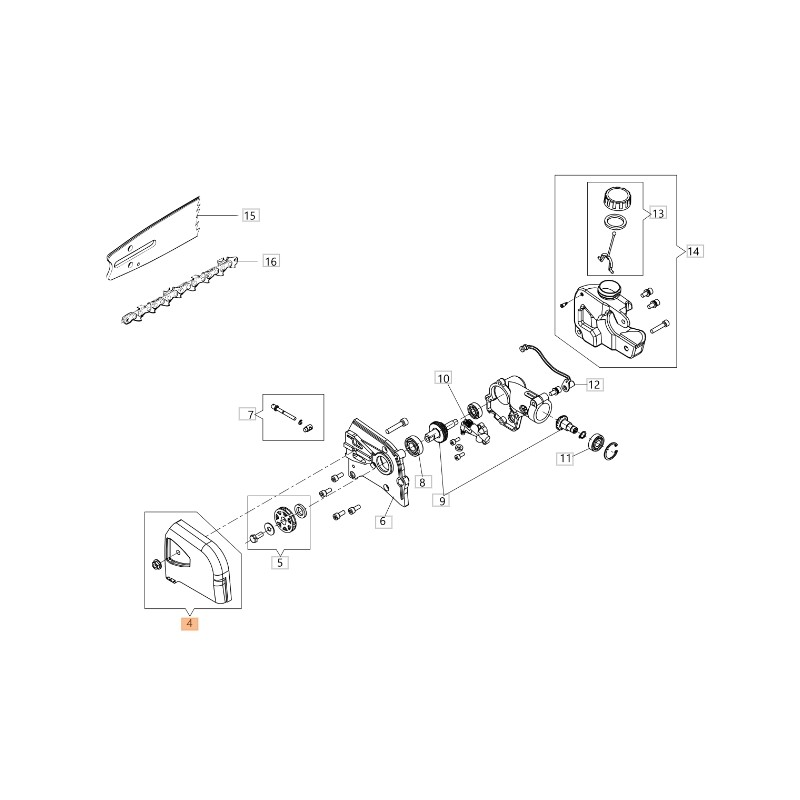 ORIGINAL OLEOMAC tapa cadena desbrozadora BCH 250 D - PH 30 - PPH 250 61460091