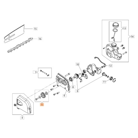 Kit pignon et engrenage d'arboriculteur ORIGINAL OLEOMAC PH 30 - PPH 250 61460099 | Newgardenstore.eu