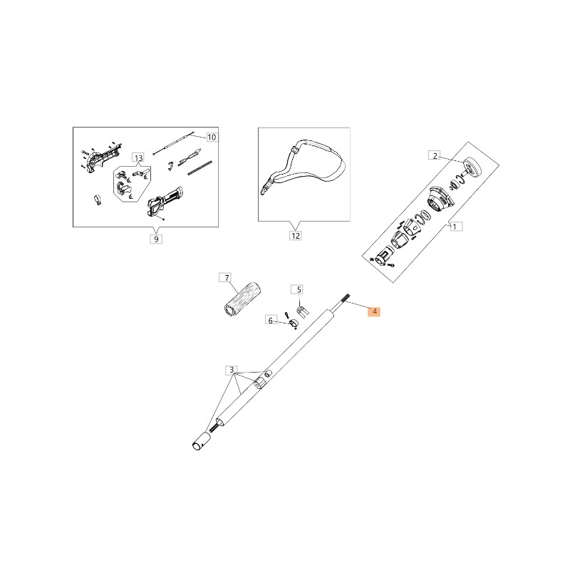 ORIGINAL OLEOMAC eje para podadora modelo PPH 250 BF000113R