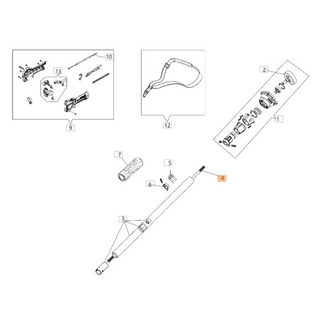 ORIGINAL OLEOMAC eje para podadora modelo PPH 250 BF000113R | Newgardenstore.eu