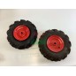 Pair of claw wheels with red metal rim motor cultivator tiller