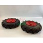 Pair of claw wheels with red metal rim motor cultivator tiller