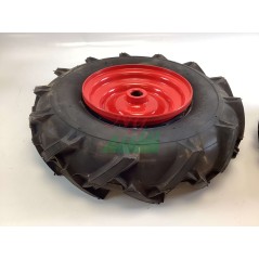 Pair of claw wheels with red metal rim motor cultivator tiller | Newgardenstore.eu