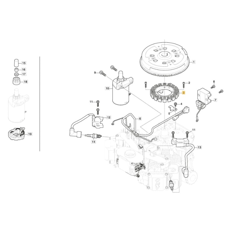 ORIGINAL STIGA engine recharging coil TRE 635V lawn tractor 118551594/0