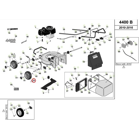 ORIGINAL ACTIVE Rueda de 175 mm para cortacésped modelos 4400B 050107 | Newgardenstore.eu