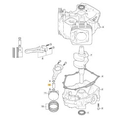 Pasador de pistón ORIGINAL STIGA motor TRE635V tractor de césped118551552/0