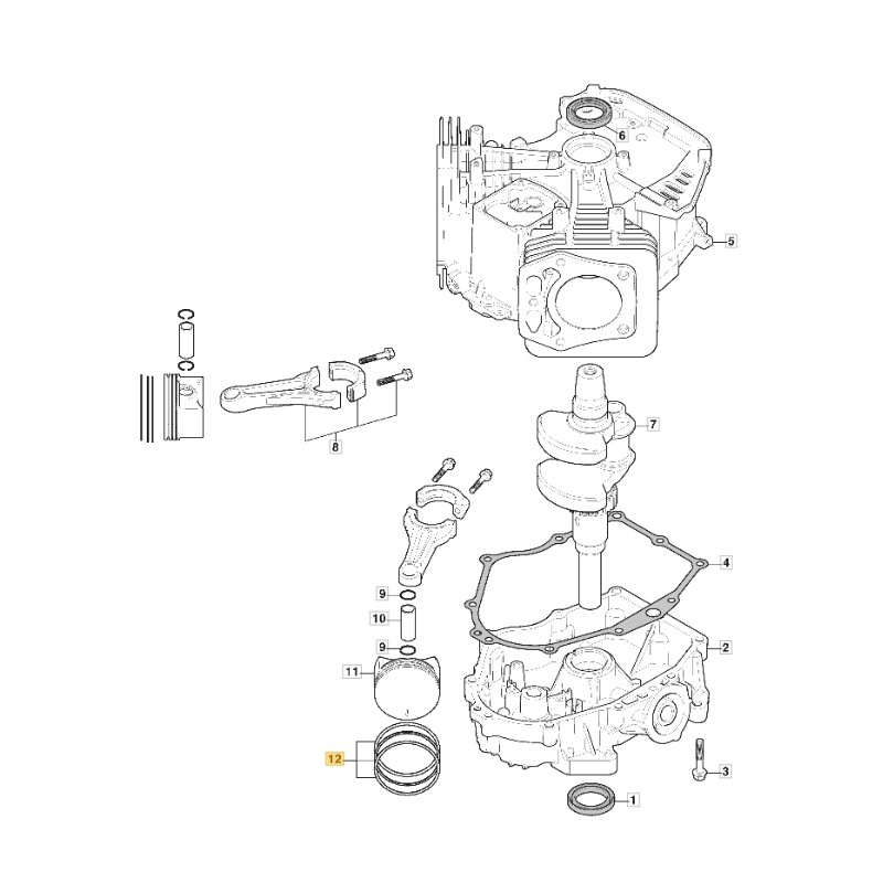 Kolbenringe ORIGINAL STIGA Motor TRE 635V Rasentraktor 118551553/0