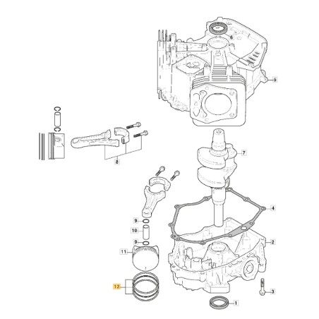 Segments de piston ORIGINAL STIGA moteur TRE 635V tracteur de pelouse 118551553/0 | Newgardenstore.eu