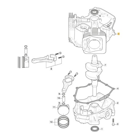 ORIGINAL STIGA cilindro del motor TRE 586V tractor de césped 118551628/0 | Newgardenstore.eu