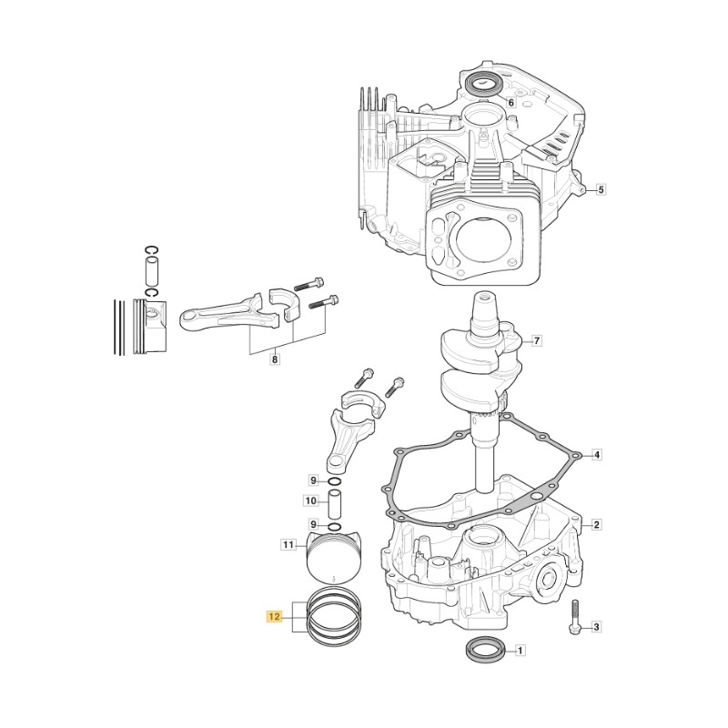 Segments de piston ORIGINAL STIGA moteur TRE586V 118551630/0