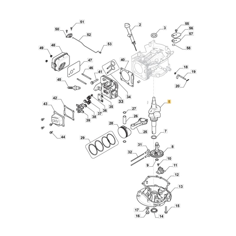 ORIGINAL STIGA engine crankshaft TRE 224 lawn tractor 118551115/0