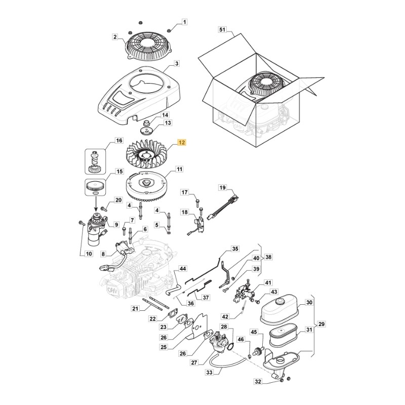 ORIGINAL STIGA Motor Schwungradlüfter TRE 224 Rasentraktor 118550254/0