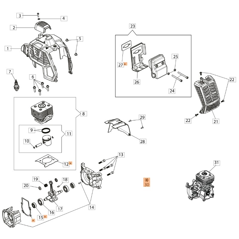 Kit d'étanchéité ORIGINAL OLEOMAC pour débroussailleuse BCH250S 61460024