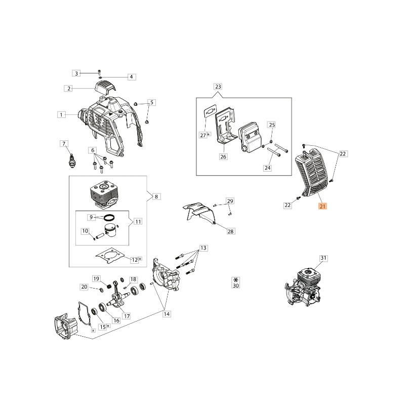 ORIGINAL OLEOMAC brushcutter cover BCH 250 S - BCH 250 T 61460367R