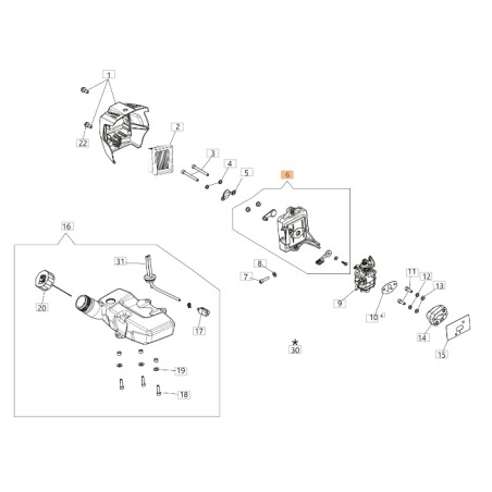 ORIGINAL OLEOMAC Luftfilterhalter BCH 250 S Freischneider 61450047 | Newgardenstore.eu