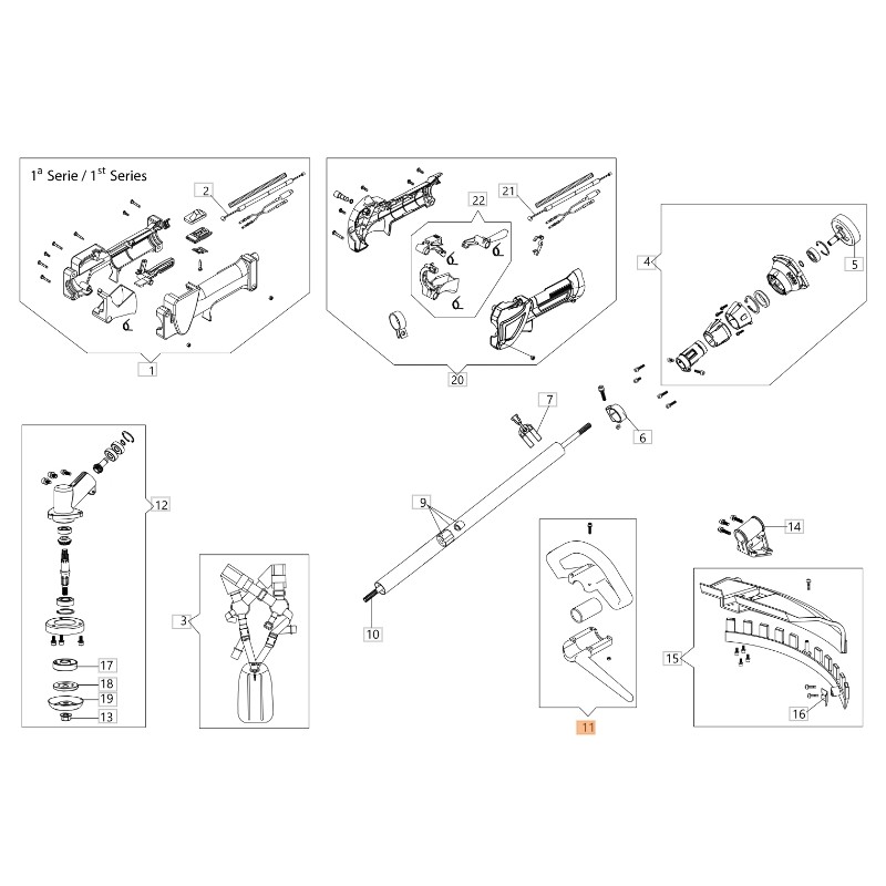 Kit maniglia ORIGINALE OLEOMAC decespugliatore BCH 250 S - BCH 40 BP BF000051R