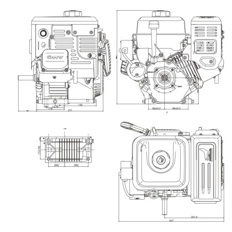 STIGA WS250 moteur complet horizontal 25.4x80 252 cc chasse-neige électrique entraînement