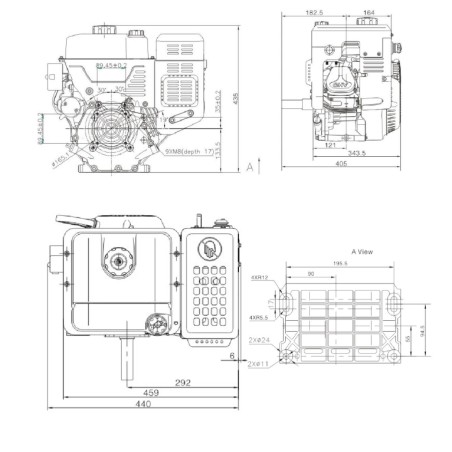 Motor completo STIGA WS420 horizontal 25.4x80 420 cc arranque eléctrico