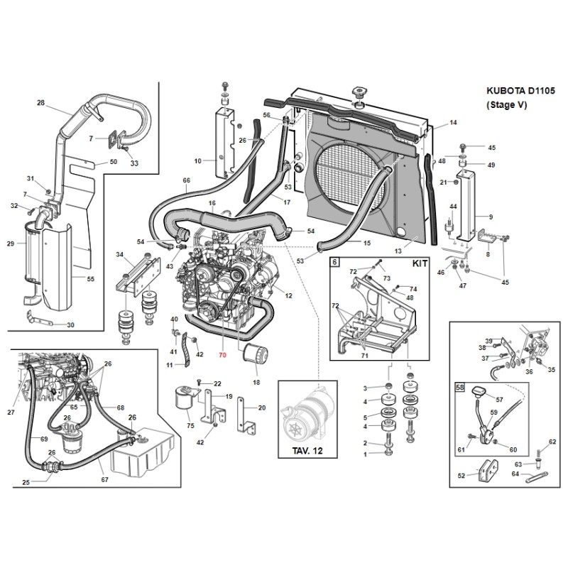 KUBOTA correa del alternador D1105 ORIGINAL GIANNI FERRARI 00111980049