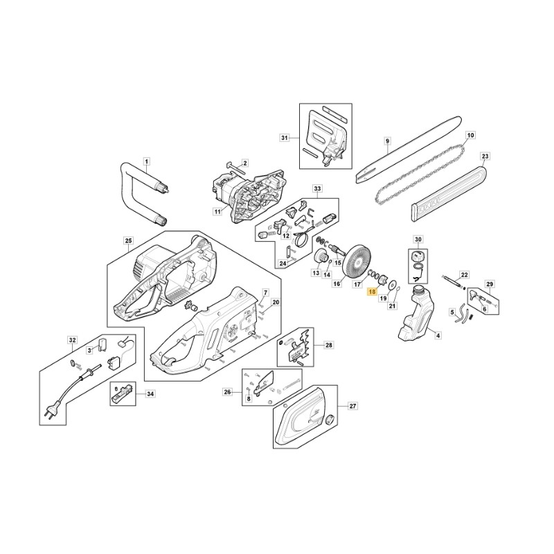 Pignon de chaîne tronçonneuse modèles ACS200ET ORIGINAL STIGA 118805332/0