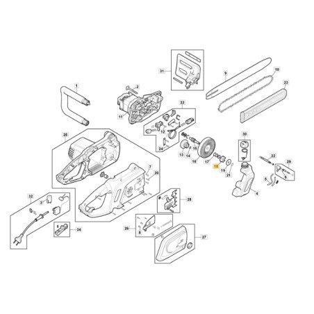 Pignon de chaîne tronçonneuse modèles ACS200ET ORIGINAL STIGA 118805332/0 | Newgardenstore.eu