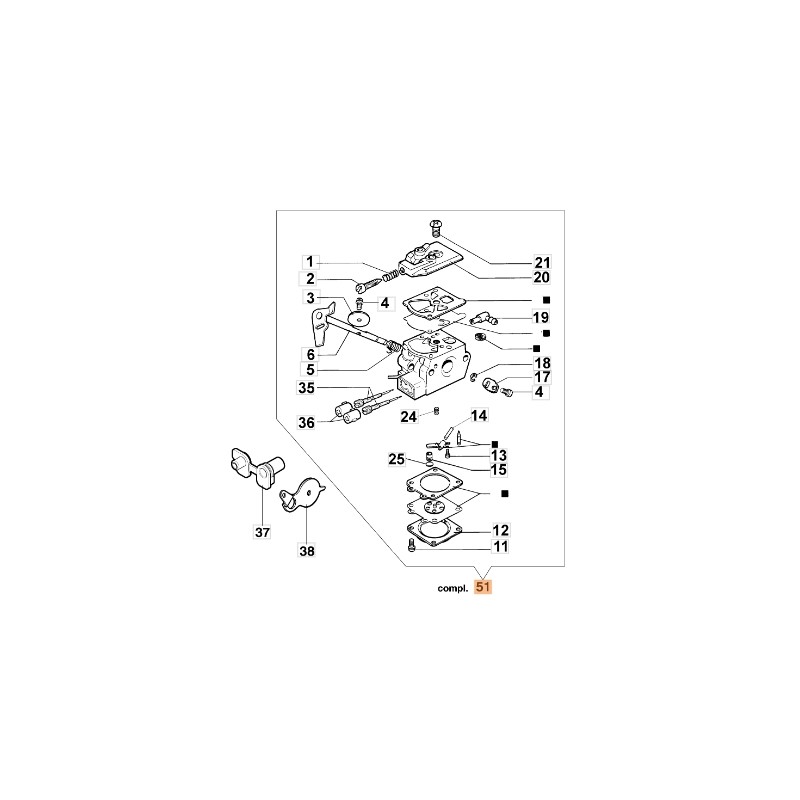 Carburetor WT-705A chainsaw models 932C ORIGINAL EMAK 2318633R