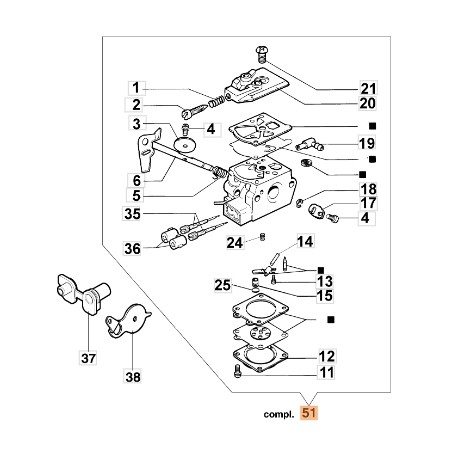 Carburador motosierra WT-705A modelos 932C ORIGINAL EMAK 2318633R | Newgardenstore.eu