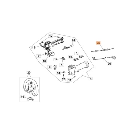 Brushcutter throttle cable models 726S ORIGINAL EMAK 61040058R | Newgardenstore.eu