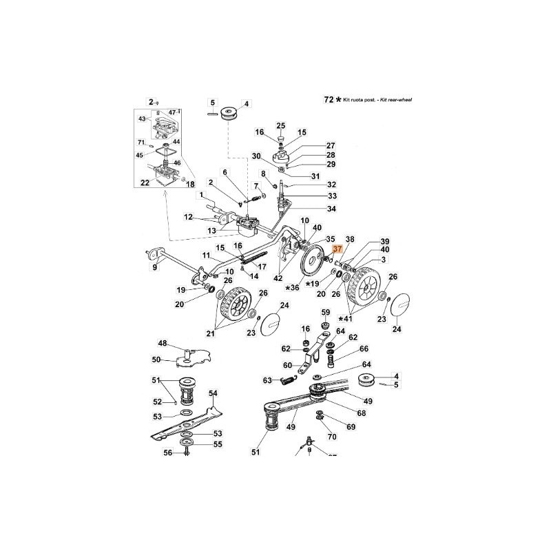 Faucheuse à collet droit modèles LUX47T ORIGINAL EMAK 8202070AR