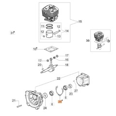 Joint moteur taille-haie BC280H ORIGINAL EMAK modèles 61280009BR | Newgardenstore.eu