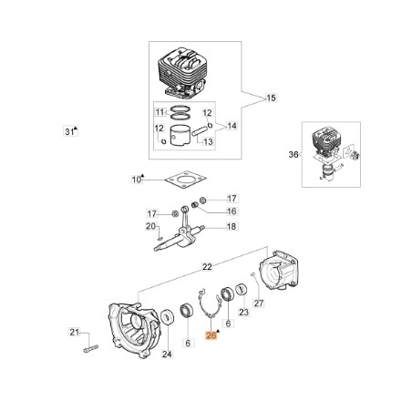 Joint moteur taille-haie BC280H ORIGINAL EMAK modèles 61280009BR | Newgardenstore.eu