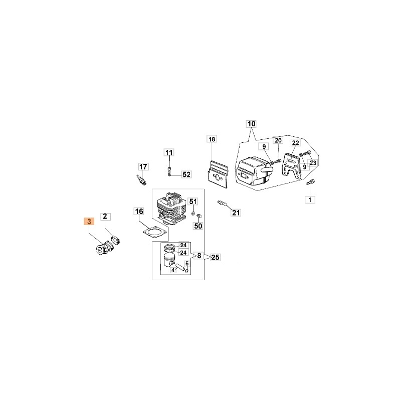 Collecteur pour tronçonneuse modèles 981 GS820 ORIGINAL EMAK 098000010R