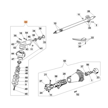 Brushcutter bevel gear pair models 722S 726D ORIGINAL EMAK 4160012AR | Newgardenstore.eu