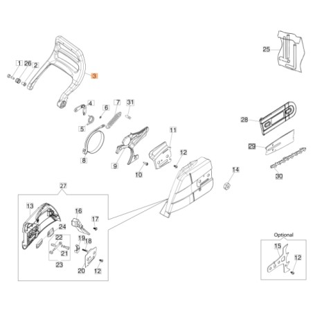 Chainsaw Guard Models GS650 GS651 ORIGINAL EMAK 50250053AR | Newgardenstore.eu