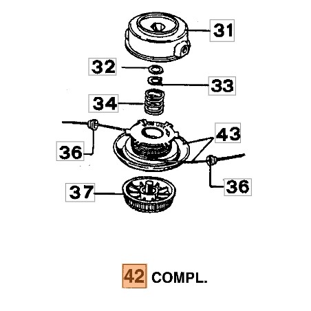 Cabezal desbrozador de nylon ORIGINAL EMAK modelos 433BP 60012020A | Newgardenstore.eu