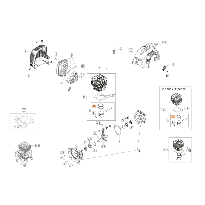 Freischneider Kolben Segment Modelle BC270T BC280S ORIGINAL EMAK 61290045R