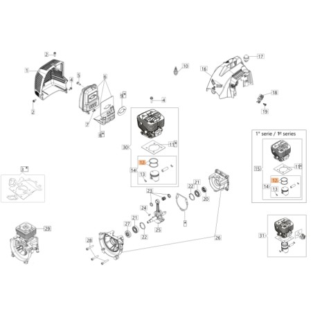 Segmento de pistón de desbrozadora modelos BC270T BC280S ORIGINAL EMAK 61290045R | Newgardenstore.eu