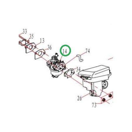 Carburateur pour moteur DUCAR DV170 tondeuse PROGREEN PG 21 SNQ 055628 | Newgardenstore.eu