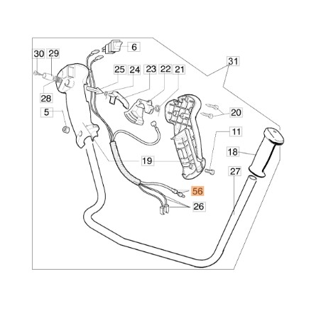 Accelerator cable brushcutter models 727T ORIGINAL EMAK 074000301 | Newgardenstore.eu