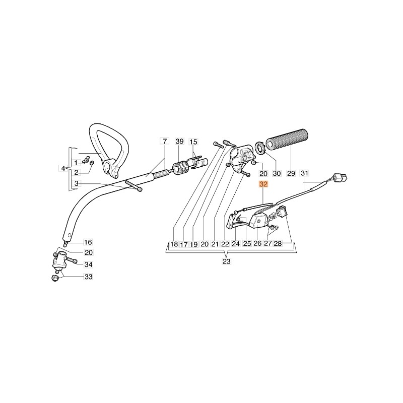 Câble d'accélérateur de débroussailleuse EMAK modèle 720 ORIGINAL 4160430A