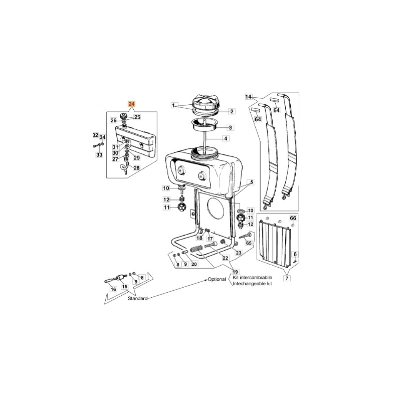 Atomizer tank assembly models AM150 AM180 ORIGINAL EMAK 365200113R