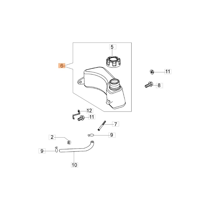 Assemblage du réservoir de la tondeuse à gazon ORIGINAL EMAK L66150220