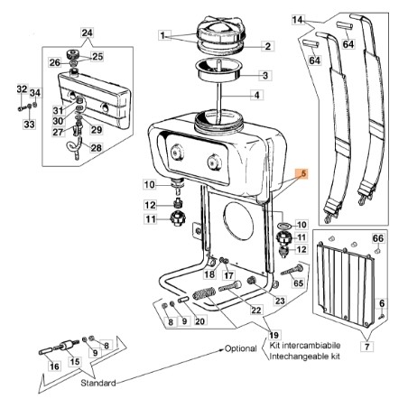 Assemblage du réservoir du pulvérisateur modèles AM150 ORIGINAL EMAK 365200328A | Newgardenstore.eu