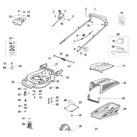 Anti-Vibrations-Rasenmäher Modelle MAX48PK MAX48TK ORIGINAL EMAK 66090155A | Newgardenstore.eu