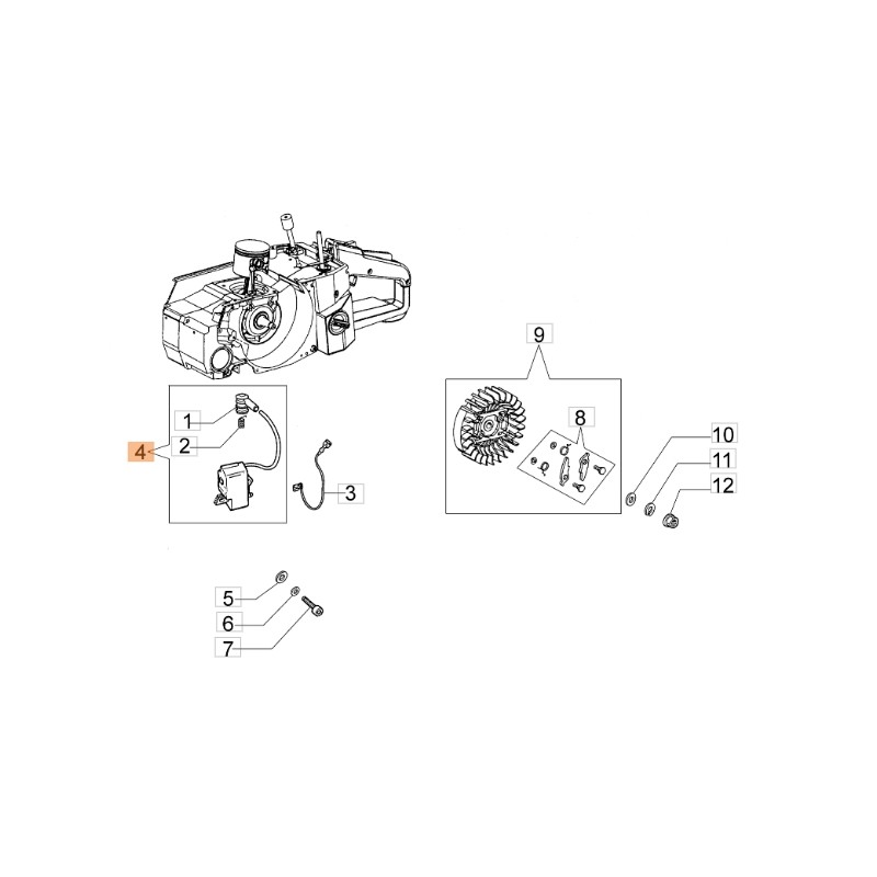 Chainsaw Coil Models GS720 ORIGINAL EMAK 50190036R