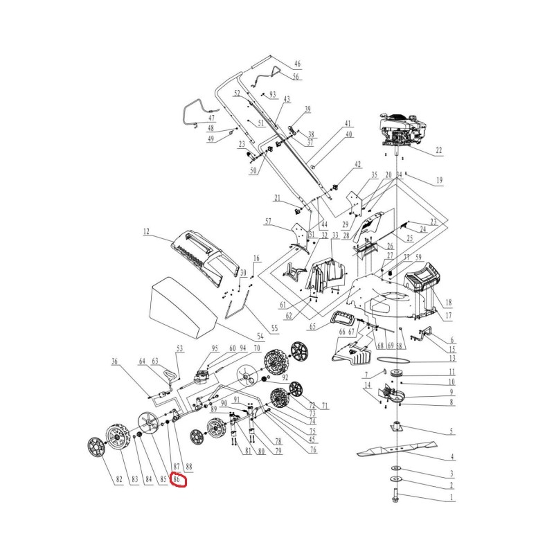 Enveloppe de la roue arrière modèles de tondeuses PG21SQN PROGREEN 055675