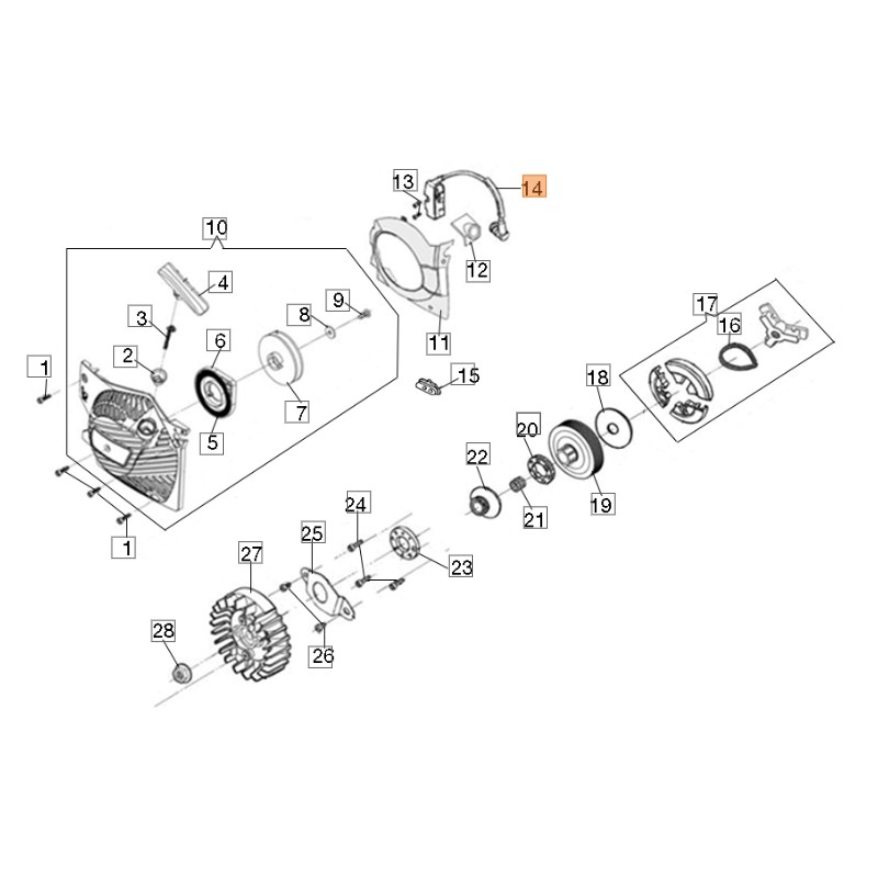 Bobine de démarrage ORIGINAL EMAK GS51 pour tronçonneuse PY000072