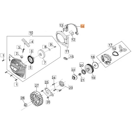 Bobine de démarrage ORIGINAL EMAK GS51 pour tronçonneuse PY000072 | Newgardenstore.eu