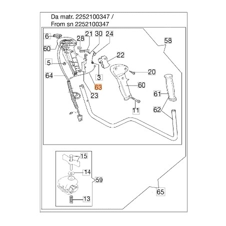 Accelerator cable brushcutter models BC380T ORIGINAL EMAK 61250306R | Newgardenstore.eu